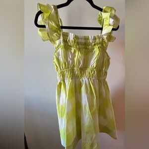 Anthro Maeve Square-Neck Flutter-Sleeve Shirred Dress